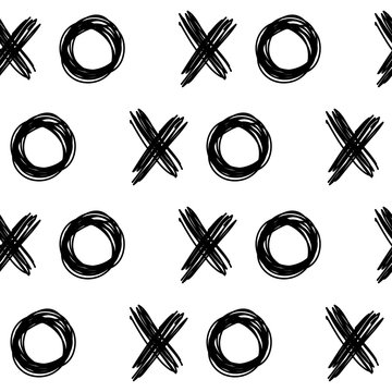 Handmade contrast seamless pattern. Childish craft monochrome wallpaper for birthday card, baby nappy, school party advertising, shop sale poster, holiday wrapping paper, textile, bag print etc.