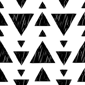 Handmade contrast seamless pattern. Childish craft monochrome wallpaper for birthday card, baby nappy, school party advertising, shop sale poster, holiday wrapping paper, textile, bag print etc.