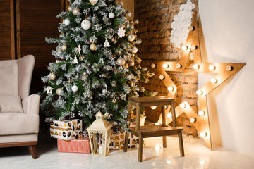 Beautifully decorated Christmas tree