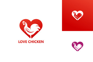 Love Chicken Logo Template Design Vector, Emblem, Design Concept, Creative Symbol, Icon