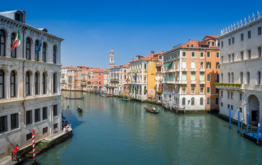Fototapeta na wymiar Channel Grande and old houses on the both sides, Venice, Italy.