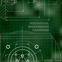 Mechanics. Technical design. Engineering style. Mechanical. Corporate Identity. Green background. Grid
