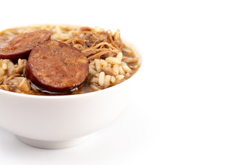 Bowl of Sausage and Chicken Gumbo with Rice