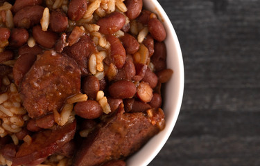 Bowl of Red Beans and Rice with Sausage