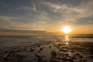 The coast of the renega in Benicasim at sunset