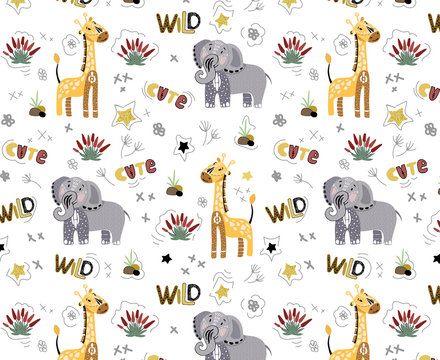 Vector African cartoon animals