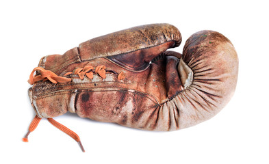 Vintage boxing glove isolated on white background