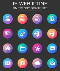 account icon set. account web icons on round trendy gradients