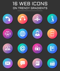 communication icon set. communication web icons on round trendy gradients