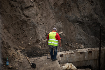 Worker in the large pit