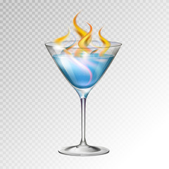 Realistic cocktail sambuka glass vector illustration on transparent background