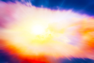 Naklejka na ściany i meble Abstract big explosion . Light from sky . Religion background . beautiful cloud . background sky at sunset and dawn .