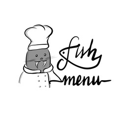 Cute cartoon gray walrus in