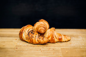 Fresh french croissant on the table