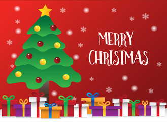 Vector of Christmas Tree with Christmas Present Boxes for Merry Christmas Concept