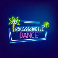 Neon banner summer dance