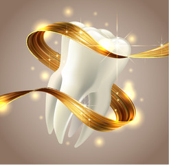 Tooth isolated on white background. 3D render. Dental, medicine, health concept.