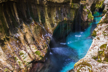 Emerald Soca River Gorge in Slovenia