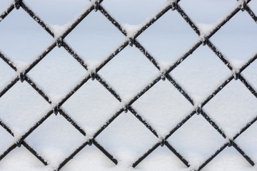 fence with snow closeup