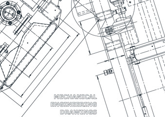 Blueprint. Vector engineering illustration. Computer aided design systems. Instrument-making drawings. Mechanical drawing