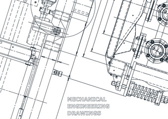 Blueprint. Vector engineering illustration. Computer aided design systems. Instrument-making drawings. Mechanical engineering drawing. Technical illustrations, backgrounds. Scheme