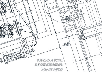 Blueprint. Vector engineering illustration. Computer aided design systems. Instrument-making drawings. Mechanical engineering drawing. Technical illustrations, backgrounds. Scheme, plan, outline