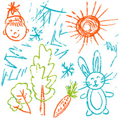 Elements for the design of postcards, backgrounds, packaging