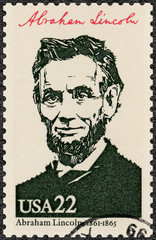 USA - 1986: shows Portrait of Abraham Lincoln (1809-1865), 16th president of the United States, series Presidents of USA