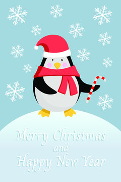 Christmas card with penguin