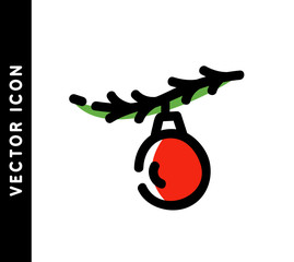 Christmas toy mark. Vector hand drawn illustration. Line icon