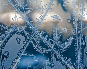 intersecting to frost line, patterns on the window glass