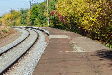 Railroad tracks with concrete sleepers.