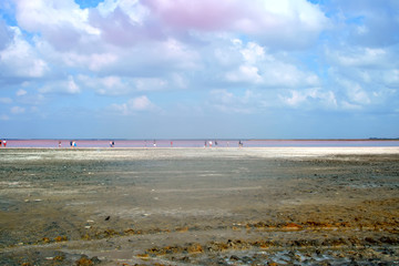 Sosyk unique lake with extremely saline water of red color