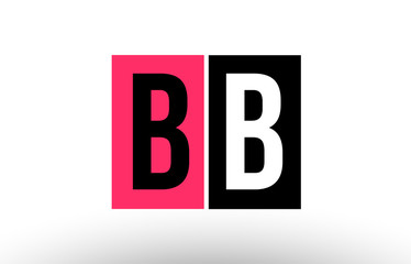 pink black white alphabet letter bb b b logo combination icon design