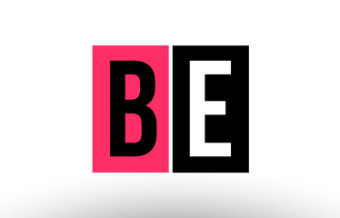 pink black white alphabet letter be b e logo combination icon design