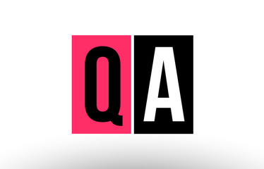 pink black white alphabet letter qa q a logo combination icon design