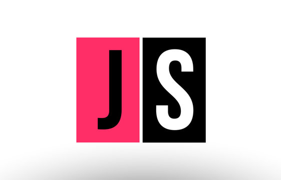pink black white alphabet letter js j s logo combination icon design