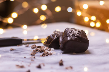 fine high quality chocolate of a candy store