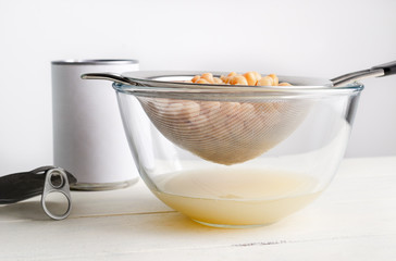 Aquafaba Straining Process using Tinned Chickpeas