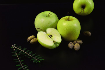 green apples with pecans