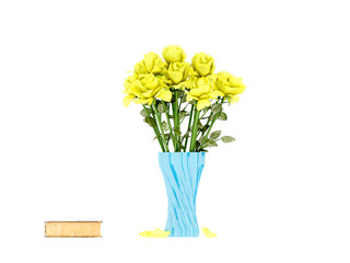 3d render of yellow roses in vase