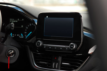 Screen multimedia system on dashboard in a modern car