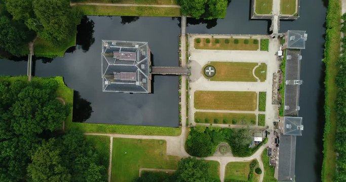 Aerial view of Amerongen Castle (in Dutch: Kasteel Amerongen) is a medieval castle , Netherlands.