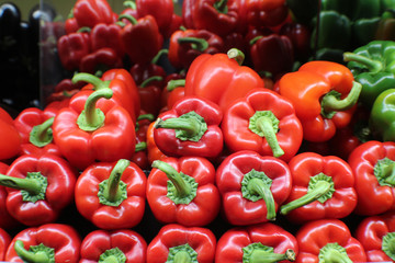 Red Peppers in Market
