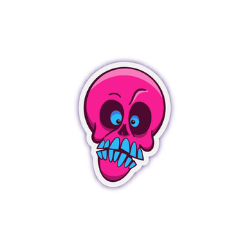 Skull sticker. Isolated vector illustration.