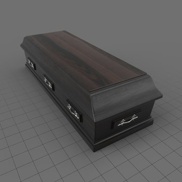 Closed wooden coffin