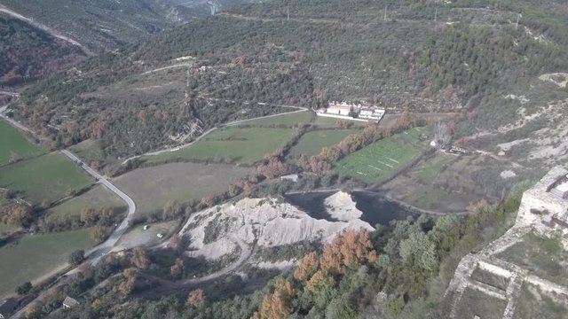 Drone in Boltaña. Village of Huesca. Spain. 4k  Video