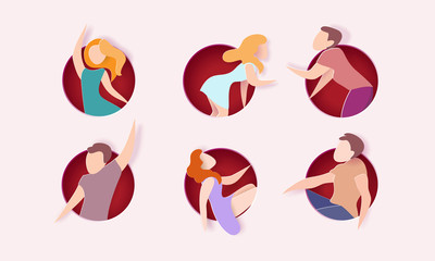 Valentines day card with men and women in love