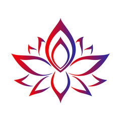 Lotus flower. Red and blue isolated on white background. Ethnic oriental ornament