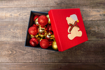 gift box with Christmas balls